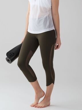 Lululemon Women's Revitalize Olive Green Crop Leggings